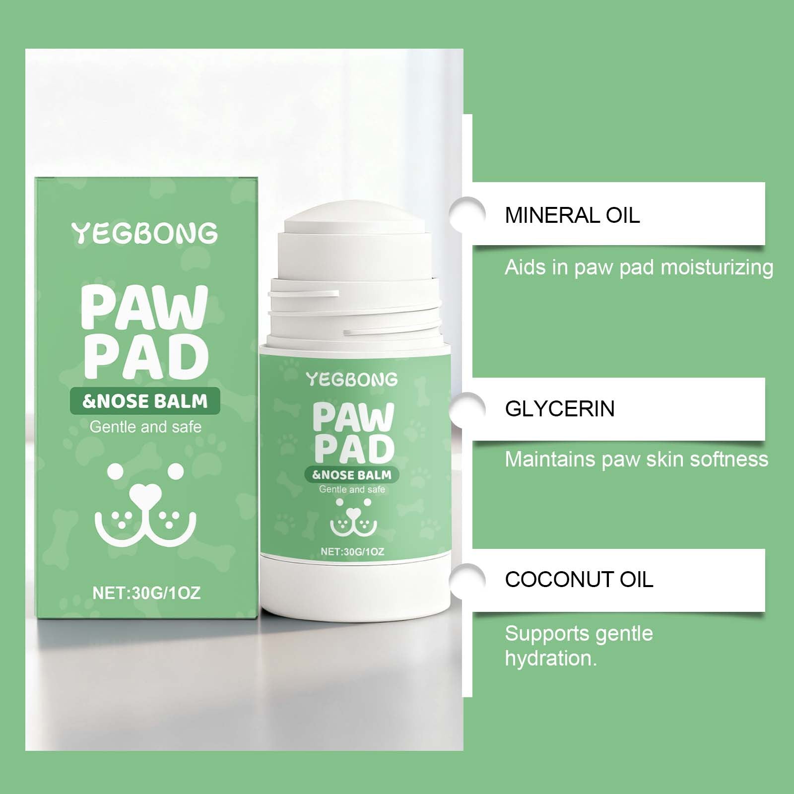 Baume doux et hydratant pour les pattes et les coussinets