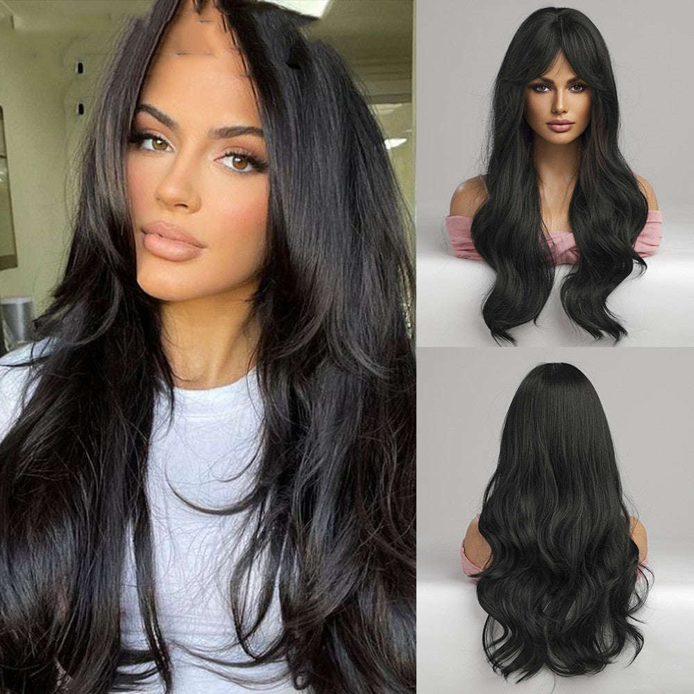 Bangs de huit caractères avec des courbes noires longues