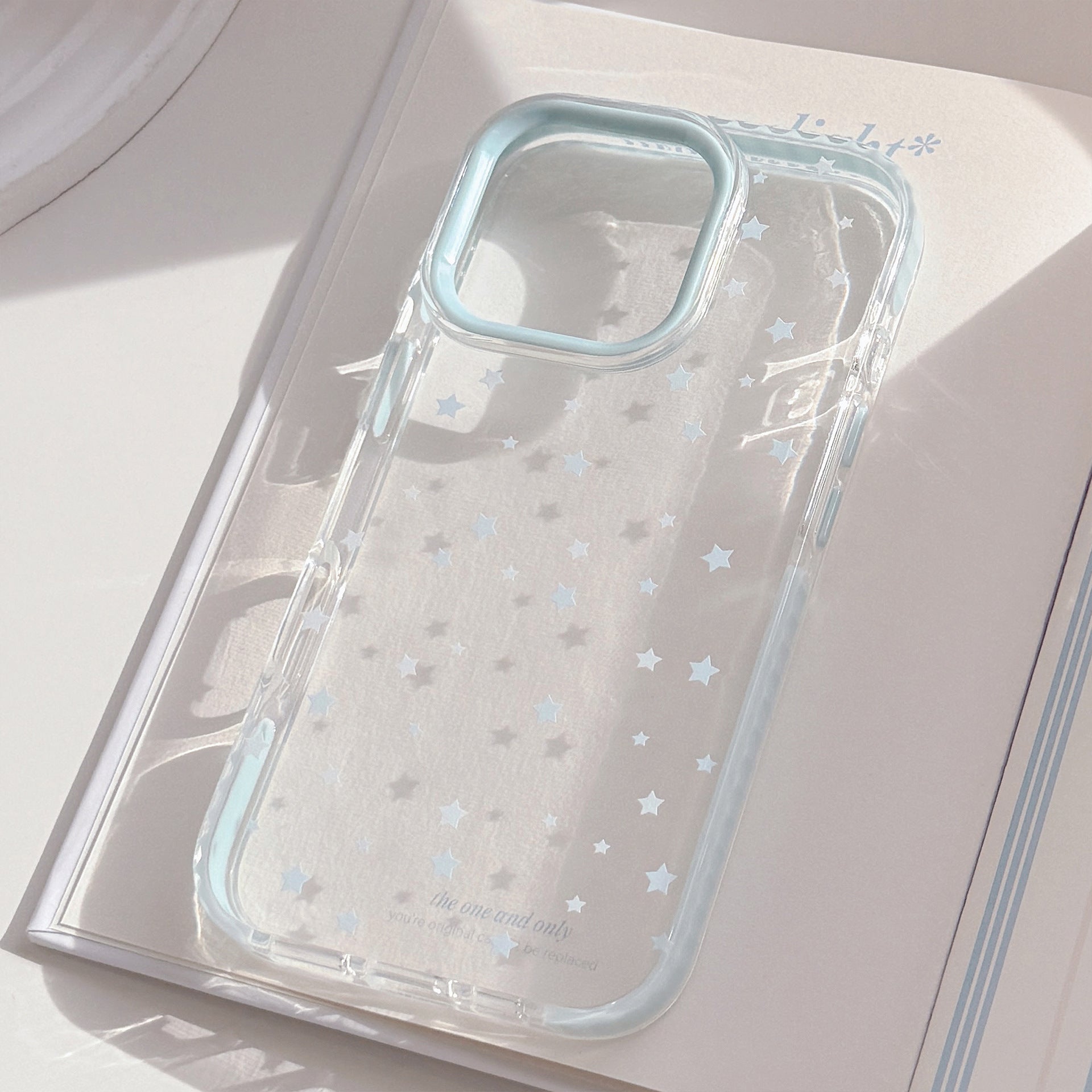 Ins Style Blue Stars Cas de téléphone résistant à la goutte transparent