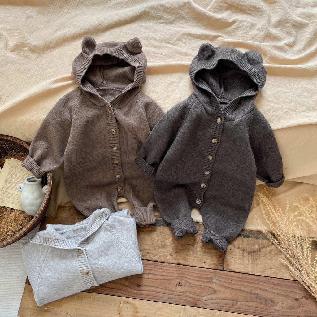 Bébés Bébé printemps et automne tricoté combinaison de saut Corée du Sud