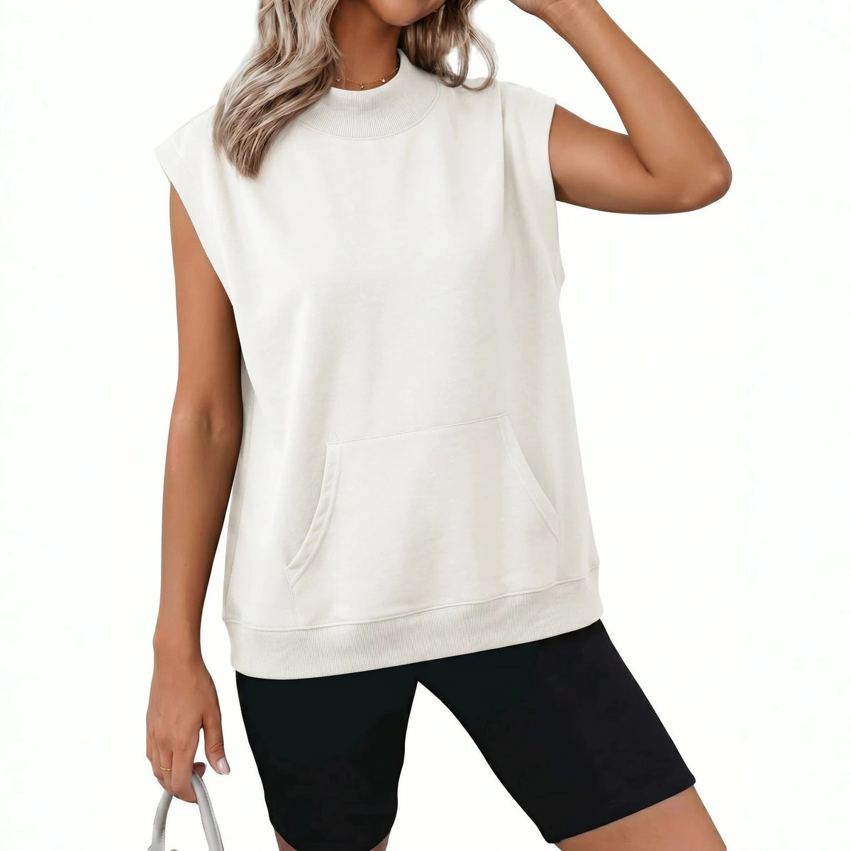 Sweatshirt à manches courtes Casual avec poches