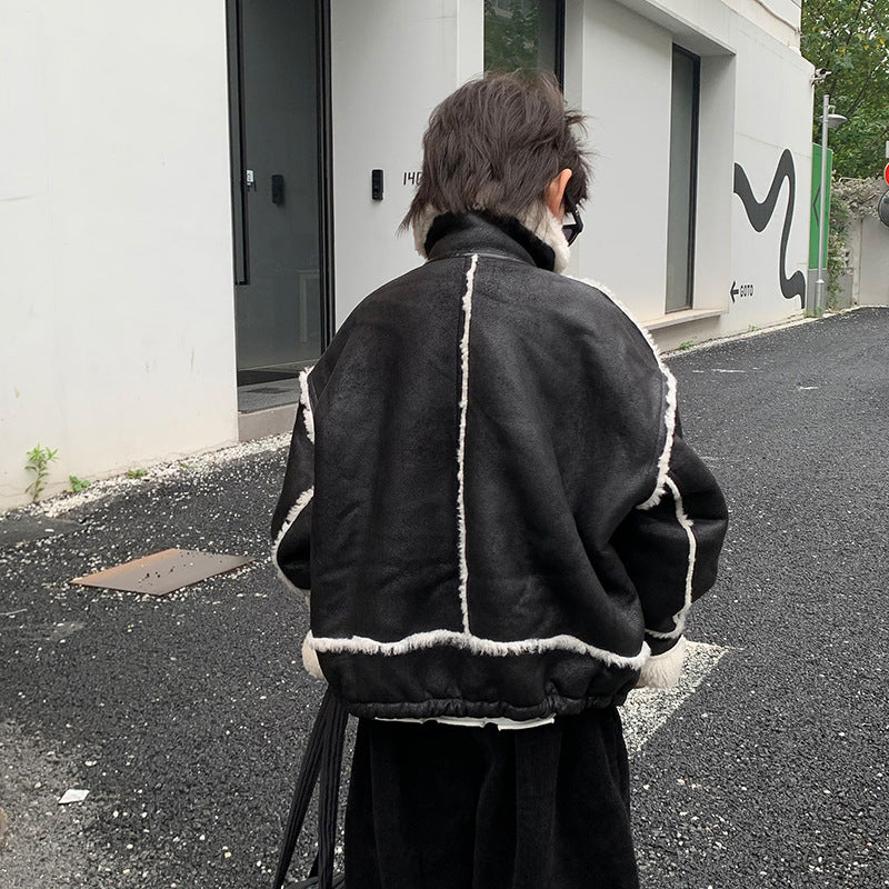 Veste en cuir de garçon Manteau rembourré polaire Automne et vêtements d'hiver