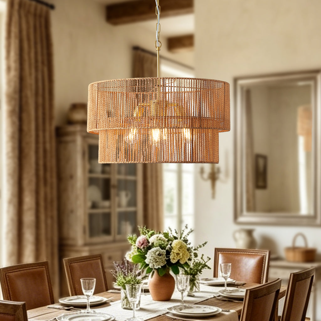 23.62 en papier tissé à la main Rattan Chandelier