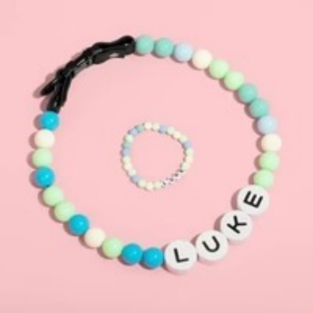 Pet Perled nom collier avec bracelet ensemble collier de chien personnalisé avec perles bricolage nom chien lettre