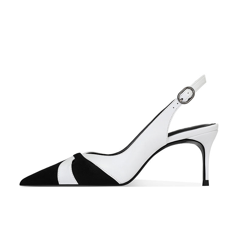 Sandales stiletto pointues confortables avec un orteil fermé et une boucle de cheville strappy