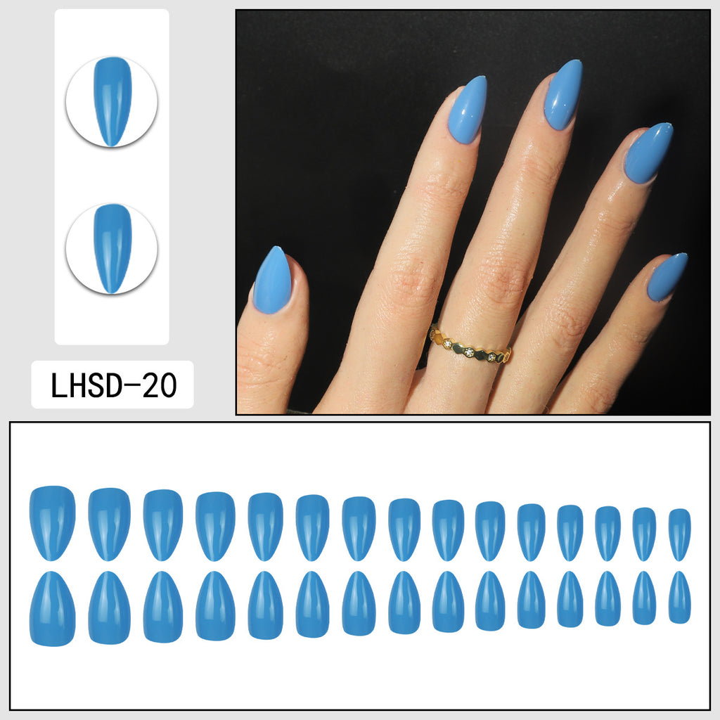 Femmes Glossy Portable Nails artificiels de couleur solide
