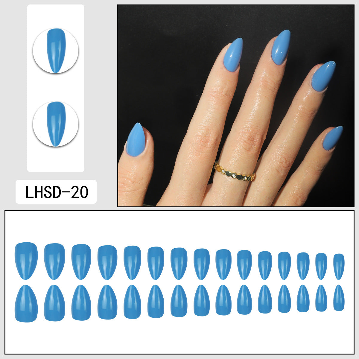 Femmes Glossy Portable Nails artificiels de couleur solide
