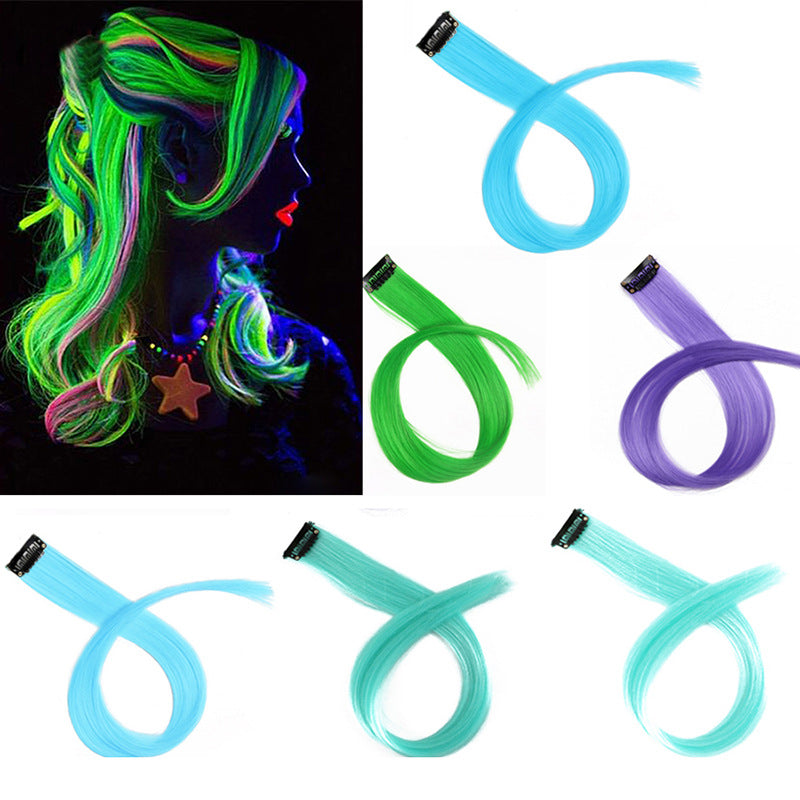 Clip bricolage lumineux - Cheveux lumineux en cheveux sans trace 50 CM couleur arc-en-ciel