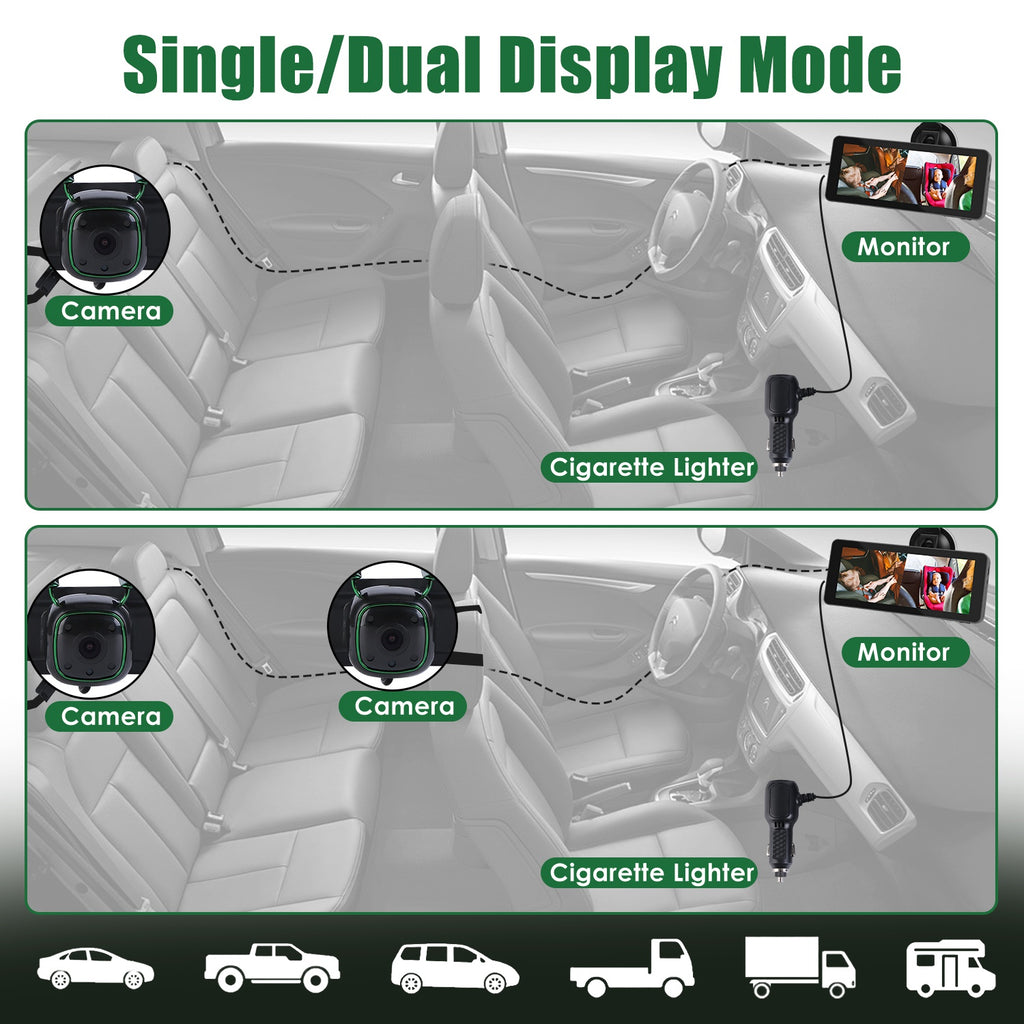 1Pc 1080P Caméra de voiture de bébé pour 2 enfants double chaîne voiture baby moniteur arrière face siège de voiture Ca