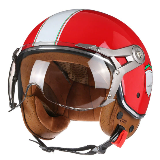 Casque de moto électrique imprimé à demi-couvert pour femmes