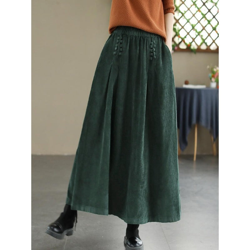 Lose Slim Fit Slimming High Waist Cramp Corduroy Grande Jupe Swing