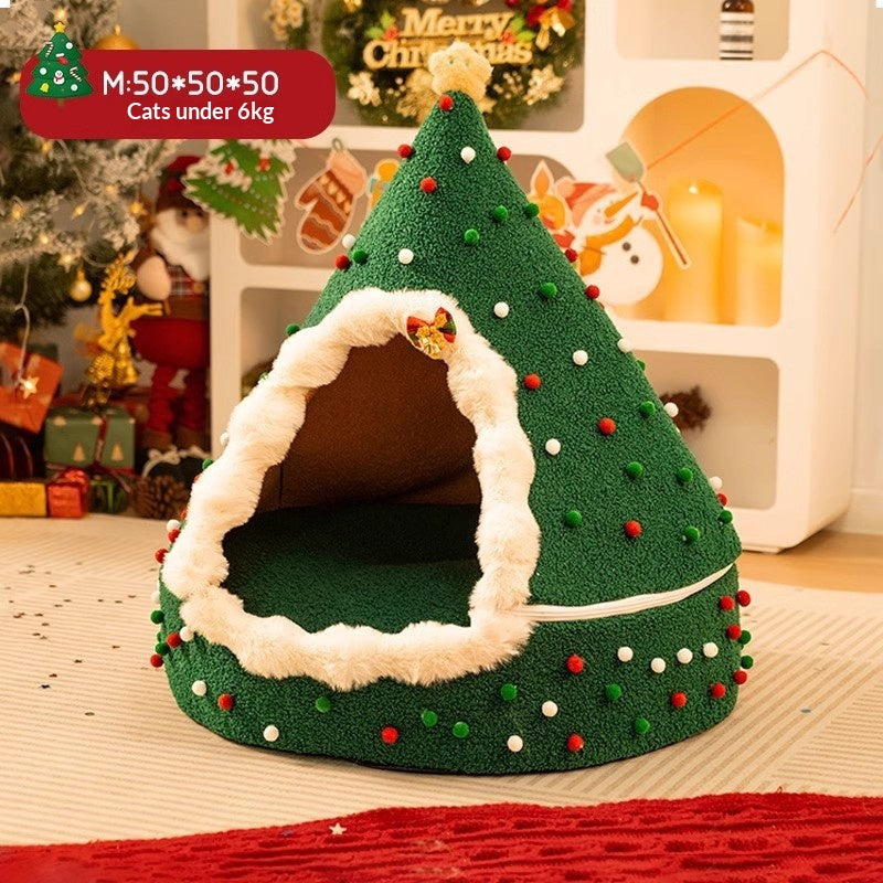 Nest de chat de Noël hiver chaud quatre saisons universel amovible et lavable