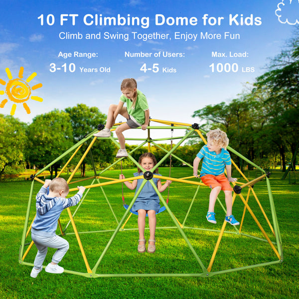 10FT Dôme d'escalade pour les enfants Gym de Jungle appliquer au parc Dôme Climber avec Swing Playground Eq