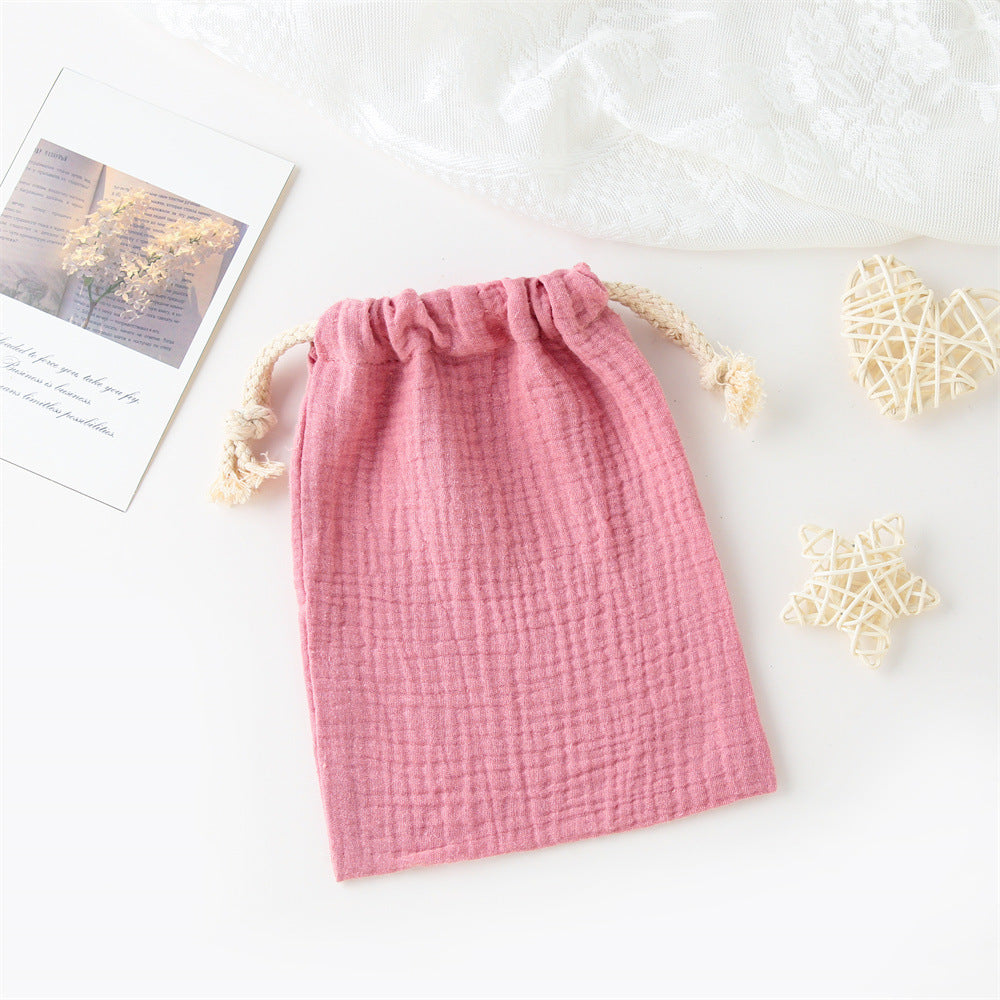 Double couche Drawstring Pocket Cotton Imprimé Crêpe Bib Sac de suspension