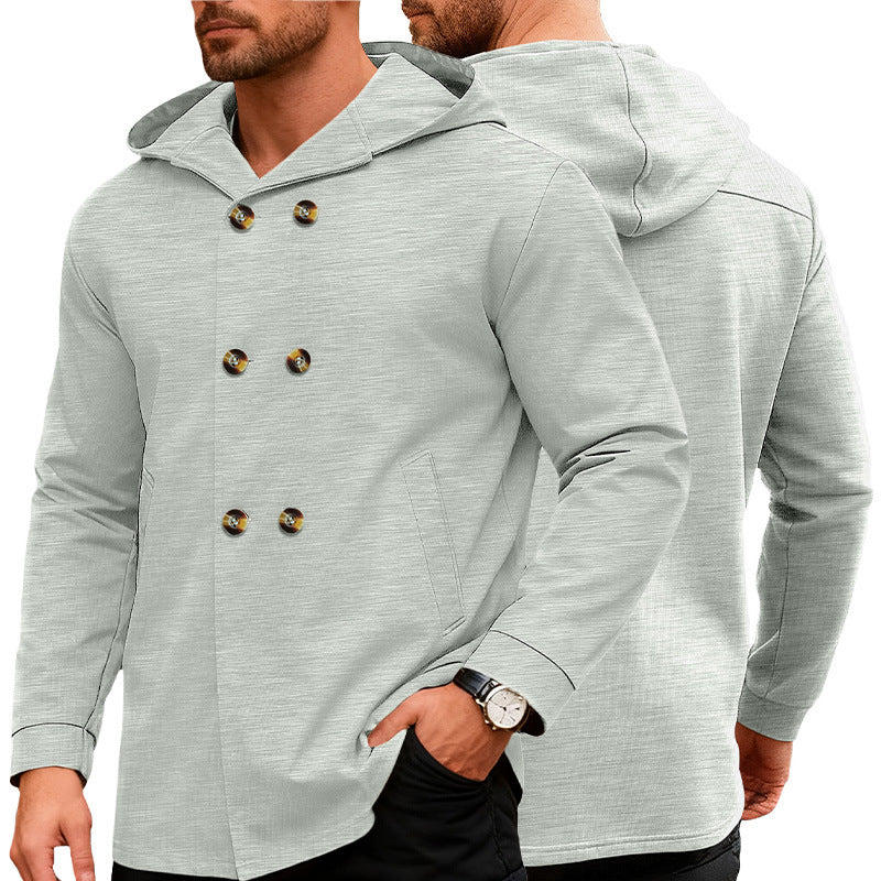 Manteau de trench à capuchon mi-longueur pour hommes
