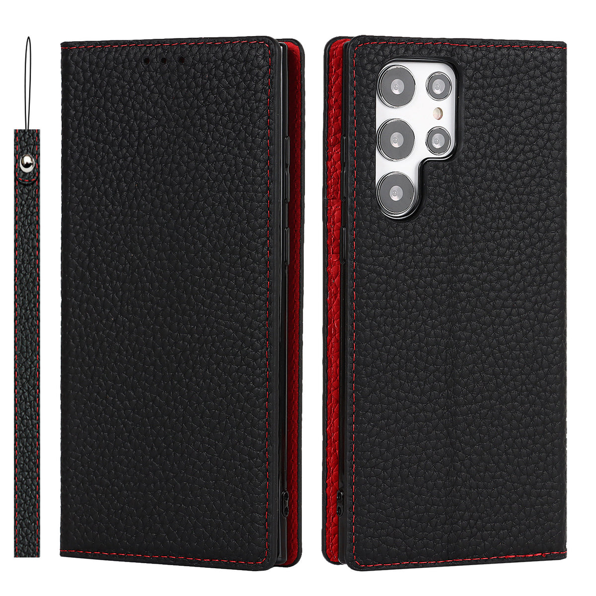 Étui de téléphone en cuir Litchi Galaxy S24 Ultra Case