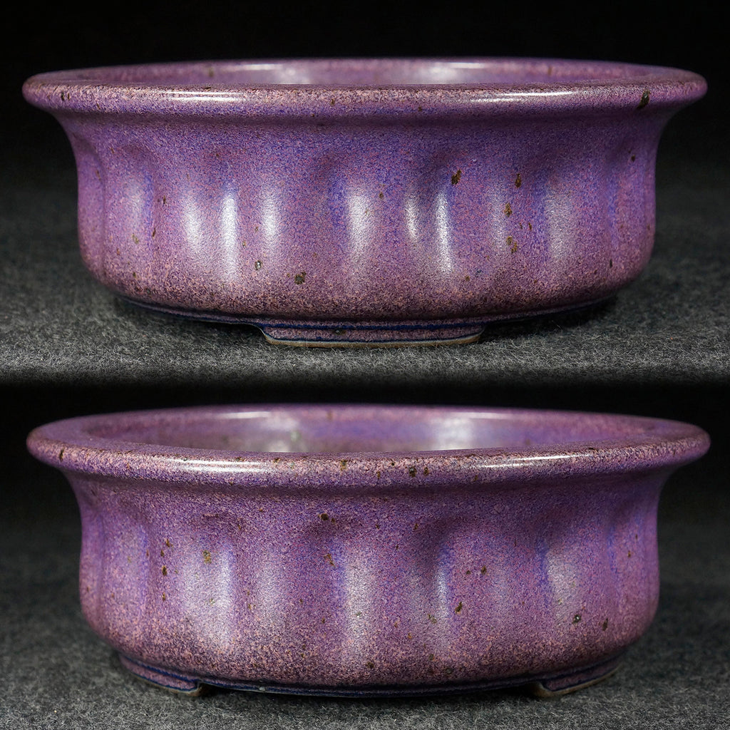 Pot à fleurs en argile violette ronde de style antique à haute température
