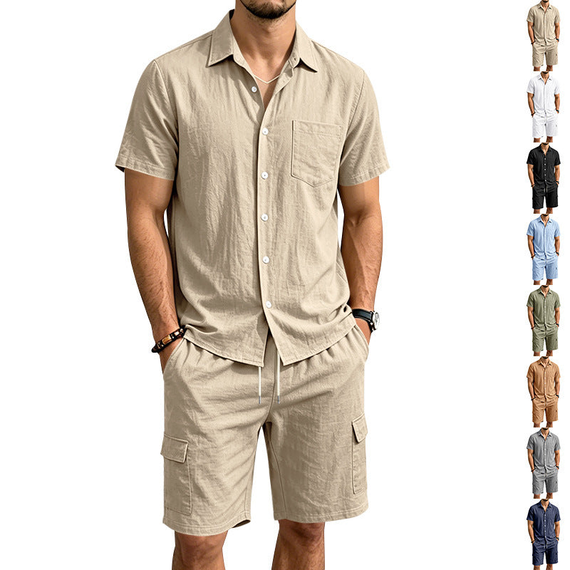 Hommes Linge de maison Chemise à manches courtes et ensemble de shorts de travail