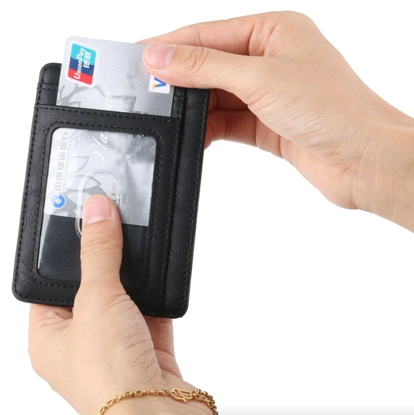 Mens cuir Slim Wallet Carte de crédit titulaire RFID Blocage Pocket ID argent PU USA