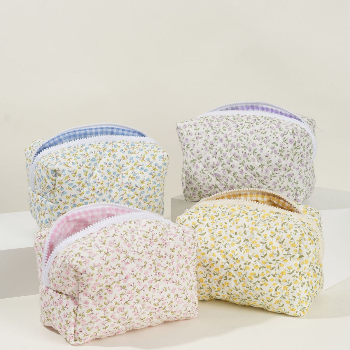 Sac de maquillage matelassé floral Grande capacité