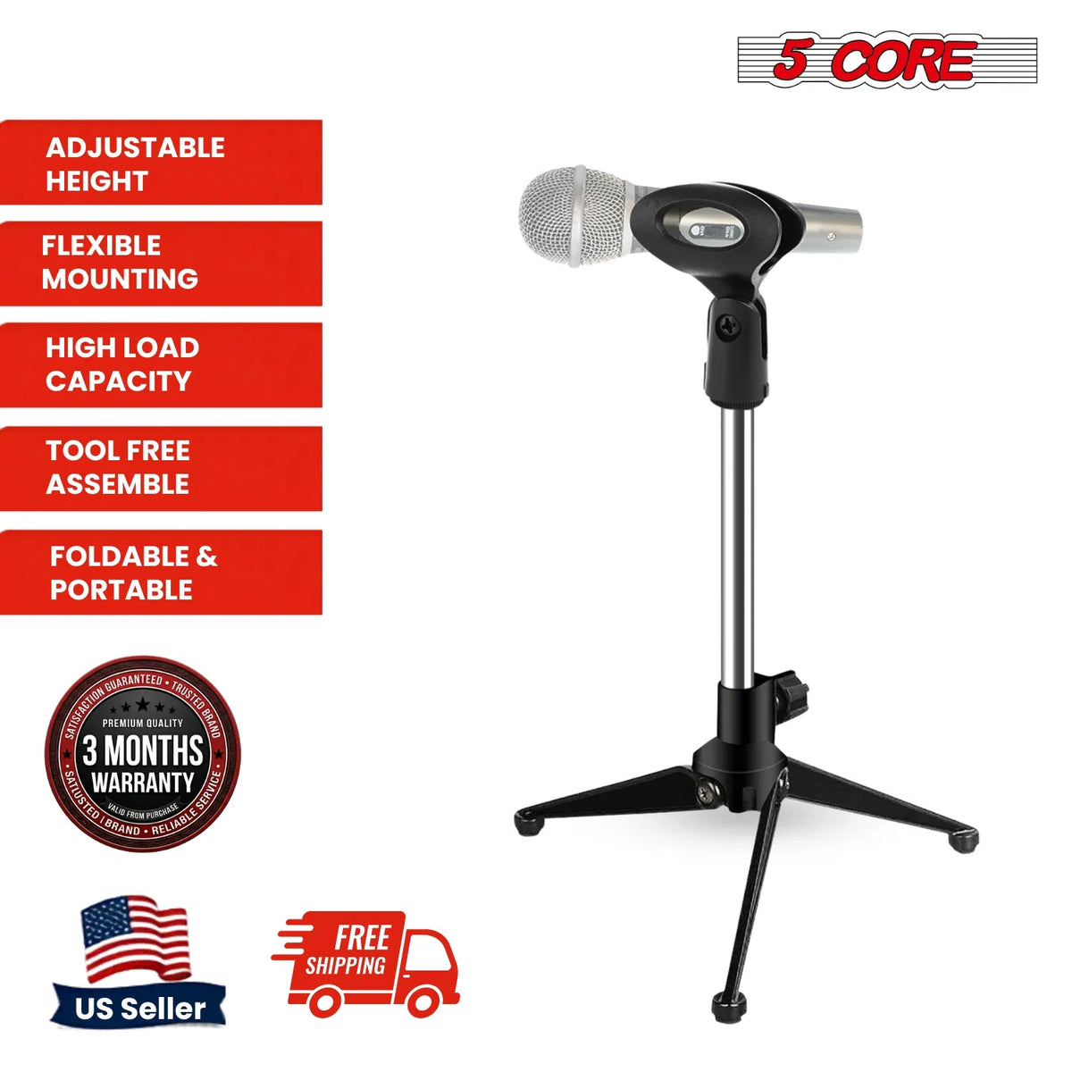 5 supports de microphone de bureau réglables de bureau Mic de bureau de base