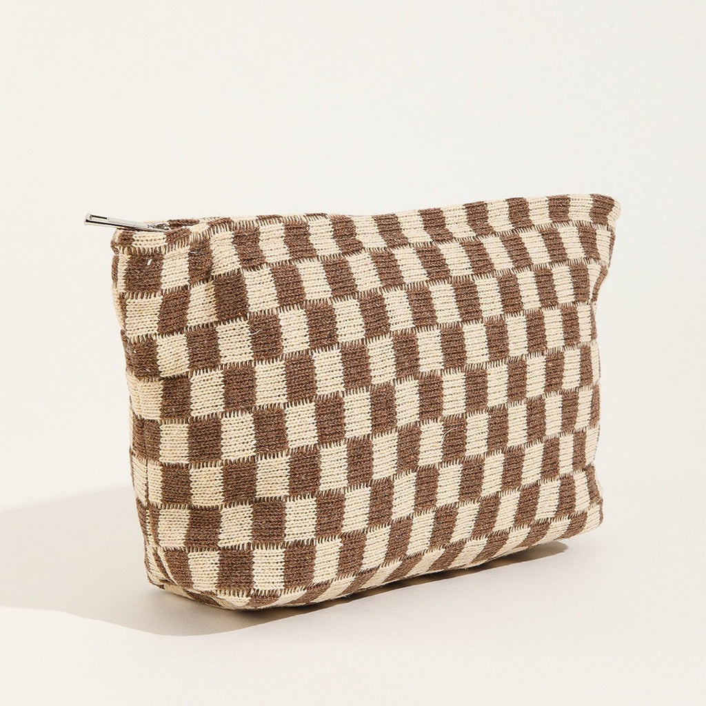 Sac de maquillage de tableau de vérification de fils de grande capacité