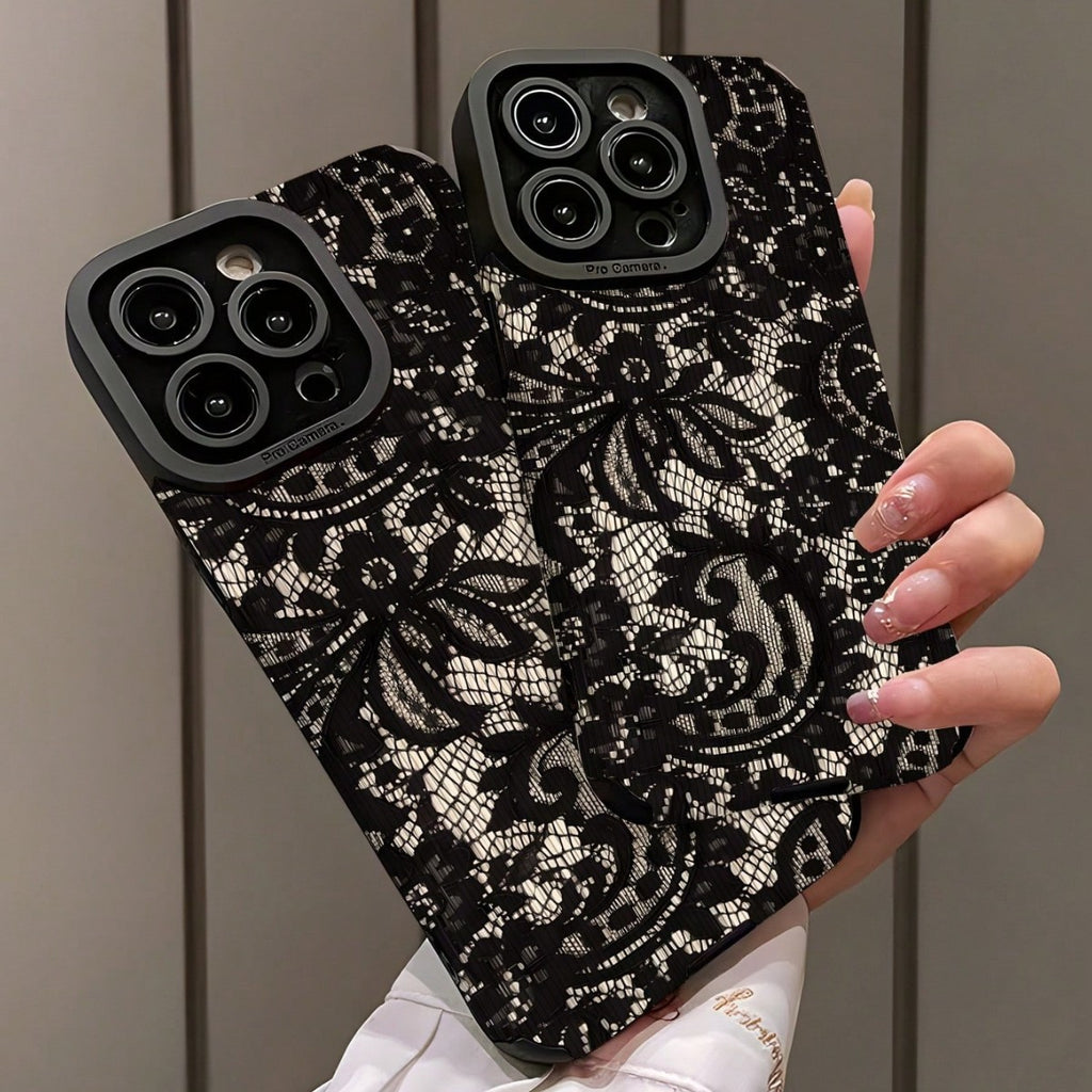 Black Lace Phone Case with Precision Cutouts