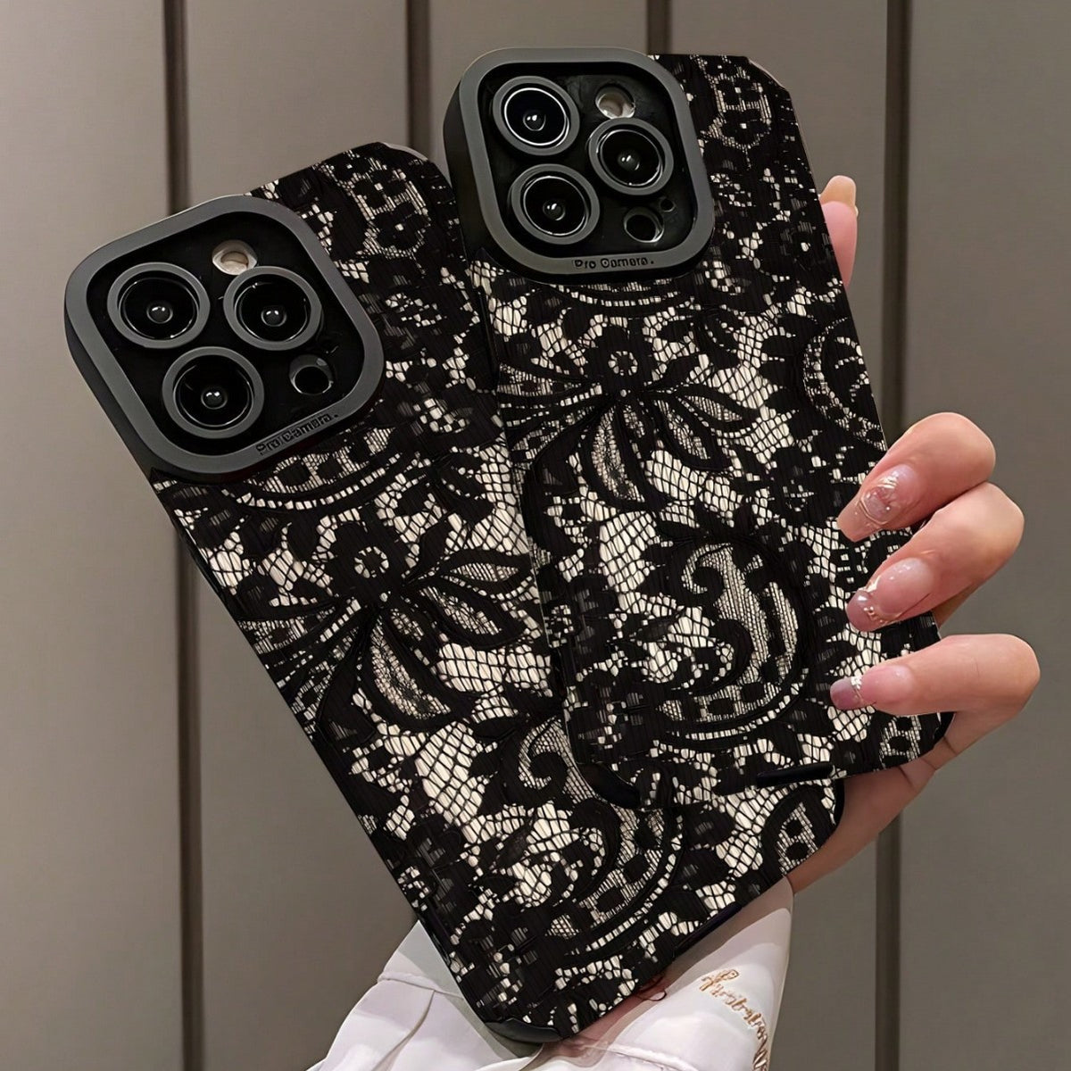 Black Lace Phone Case with Precision Cutouts