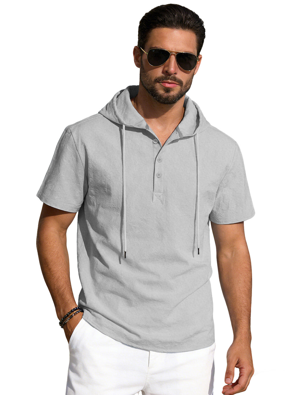 T-shirt à capuche manches courtes en coton pour hommes
