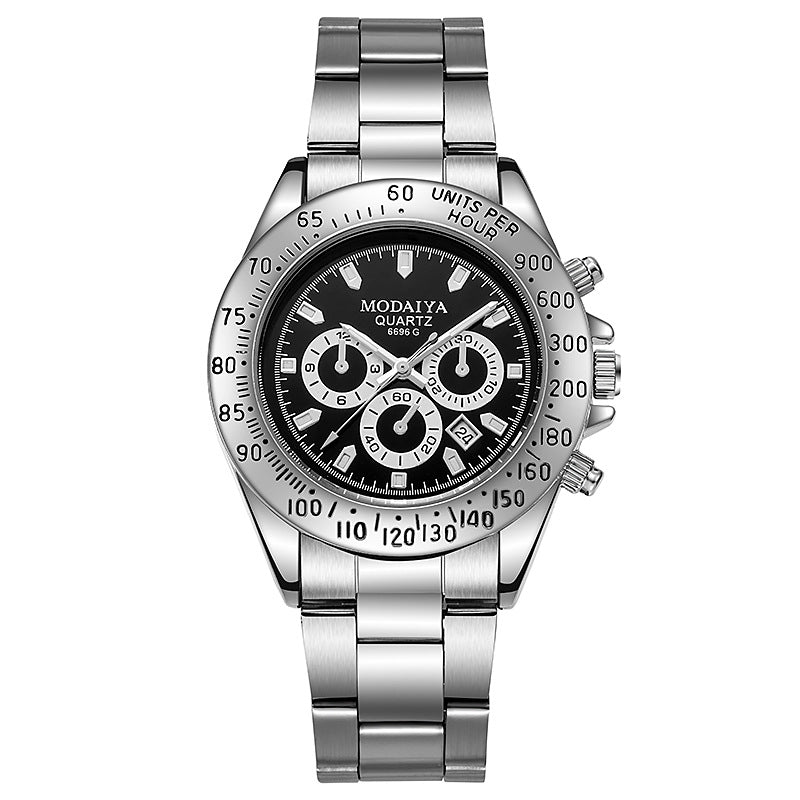 Montre calendrier bracelet en acier silicone pour hommes