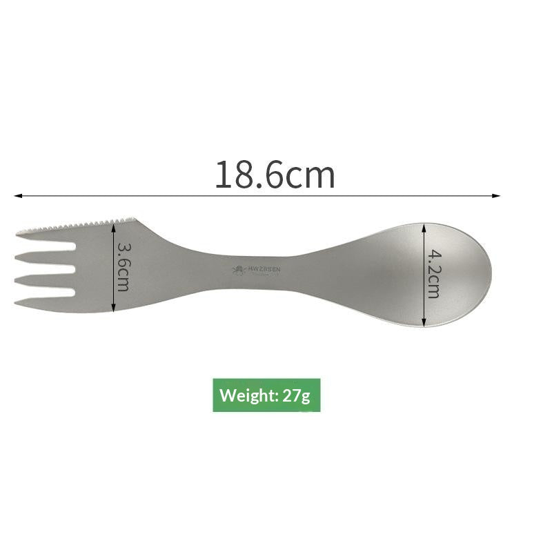 Fourche à couteau en titane pur et couverts multifonctionnels à trois en un