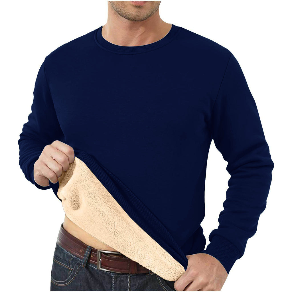 Amazon Autumn and Winter Sweatshirt Hommes Velvet Rond Col Solide Couleur Loose Thermal Unde