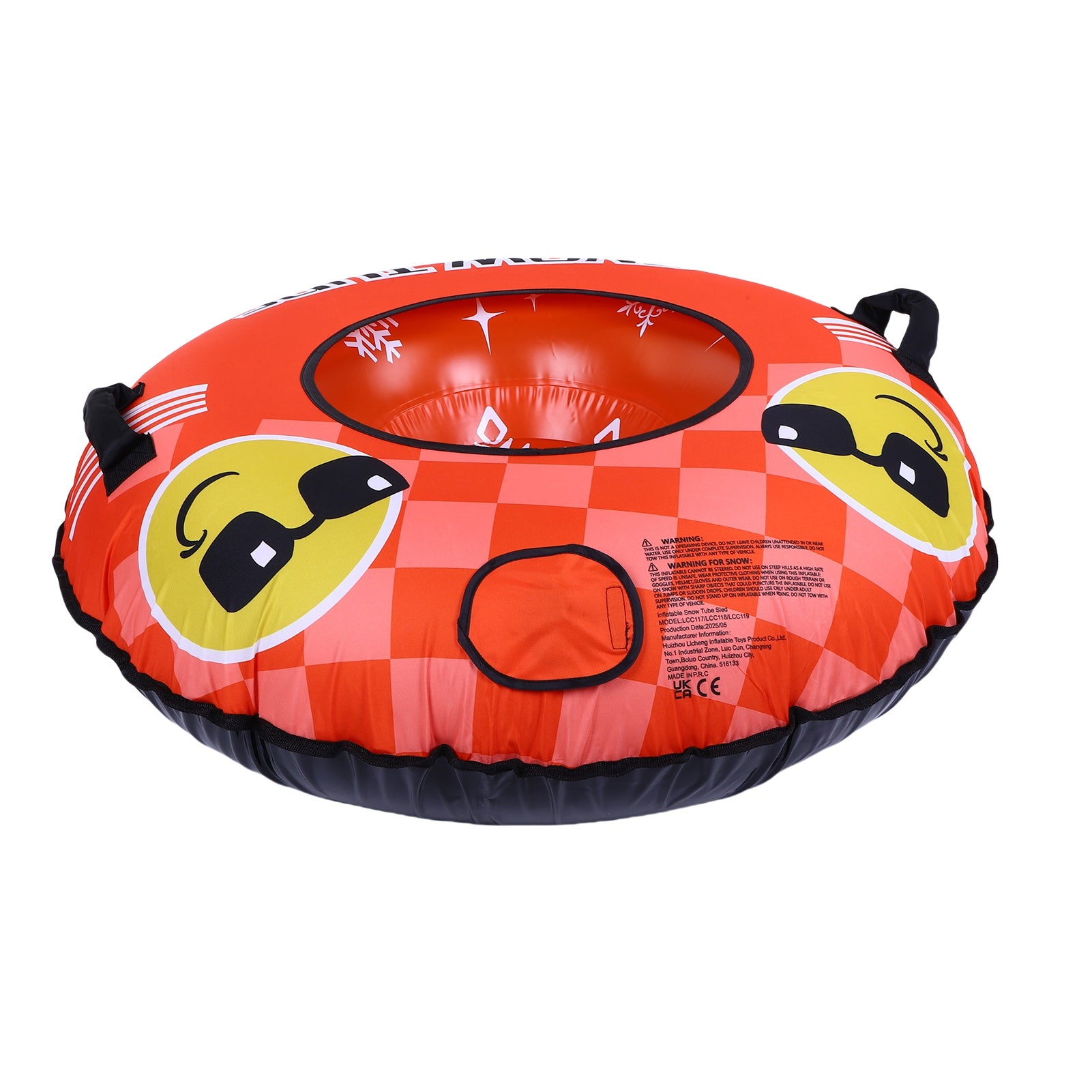 43.3 Inch Tube de neige PVC Cold Proof Gonflable Snow Sled Ski Ring Jouet d'hiver avec 2 poignées