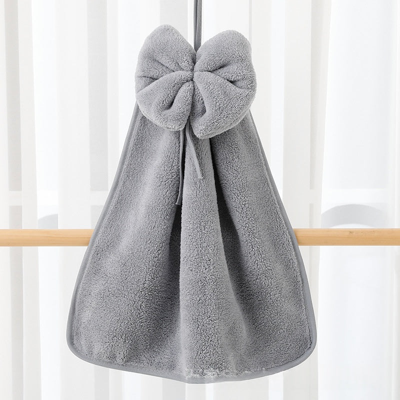 Haut de Densité Velvet Corail Bow mignon pendaison serviette de main Absorbant
