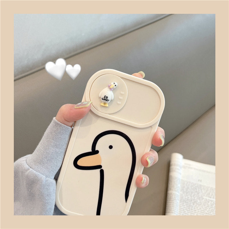 Housse de téléphone mobile en silicone de la fenêtre coulissante Duck Pattern