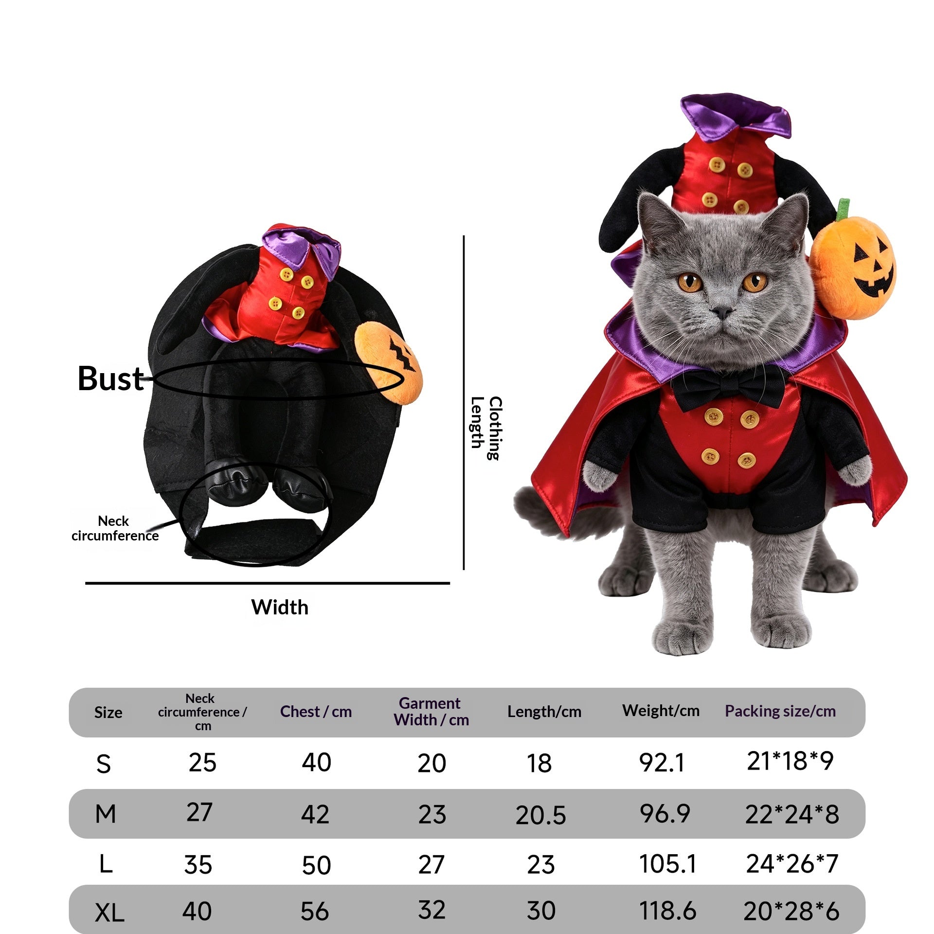 Déguisement pour animaux de compagnie Transformation de chat Funny Holiday Dress-Up Outfit