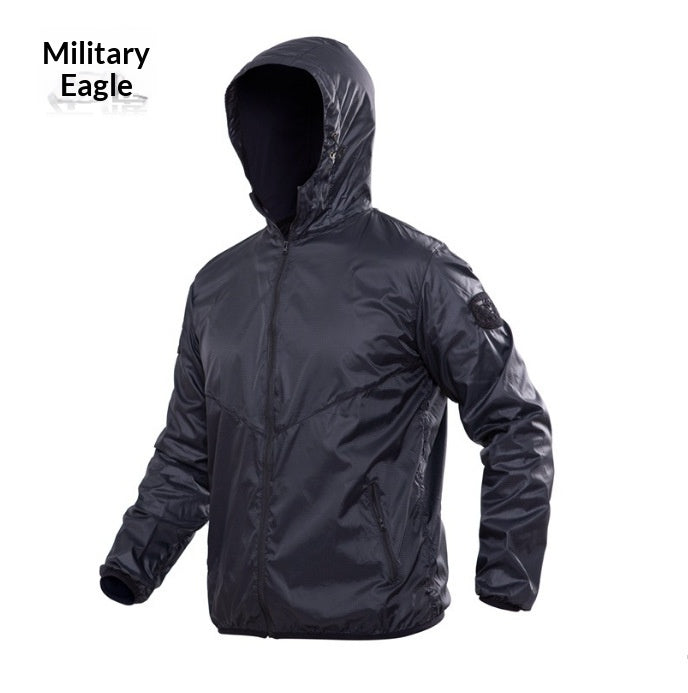 Séchage rapide Camouflage Skin Suit Tactical Hooded Outdoor Windbreaker avec desi respirant