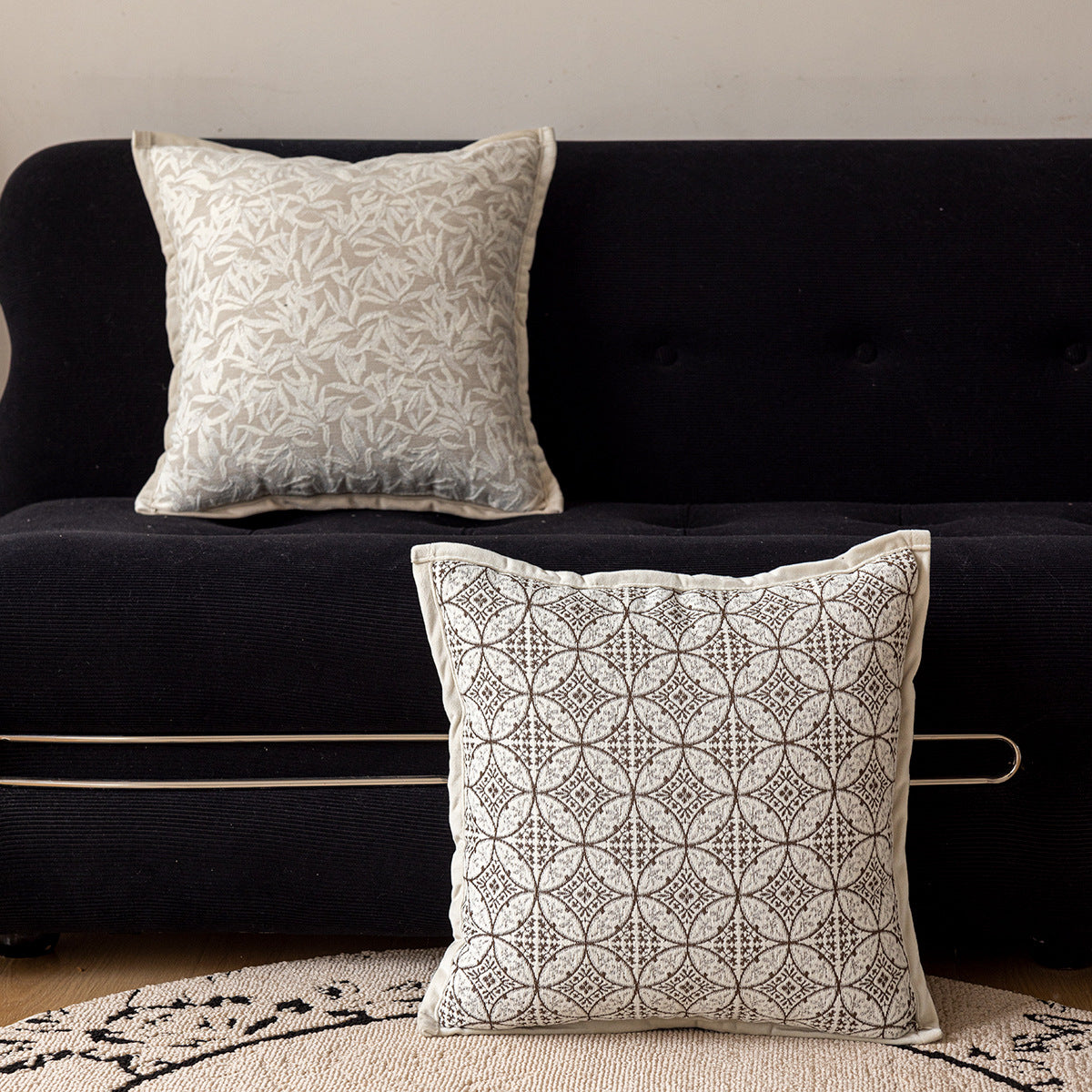 Revêtement de coussin de canapé sophisticé retro à style crémeux