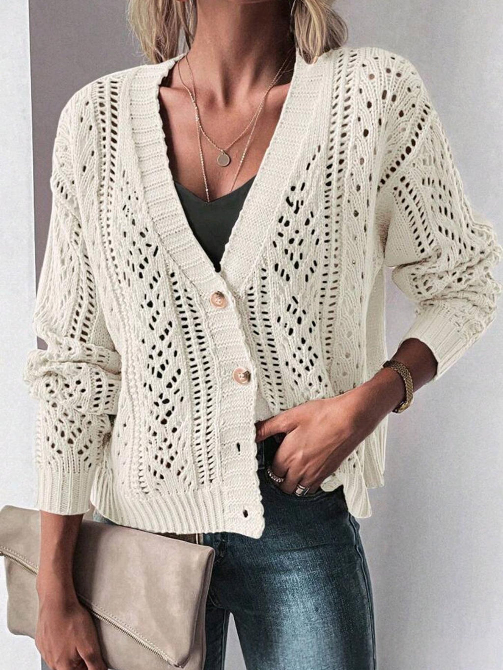 Femmes Cardigan tricoté Vêtements de dessus à manches longues en chaussant