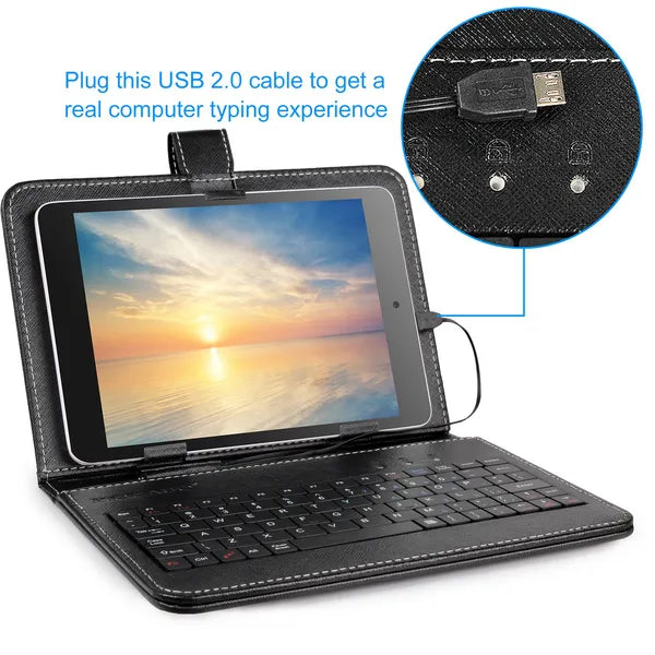 7.9in Clavier de protection Case W/ Clavier PU cuir support de table de dos via USB 2.0
