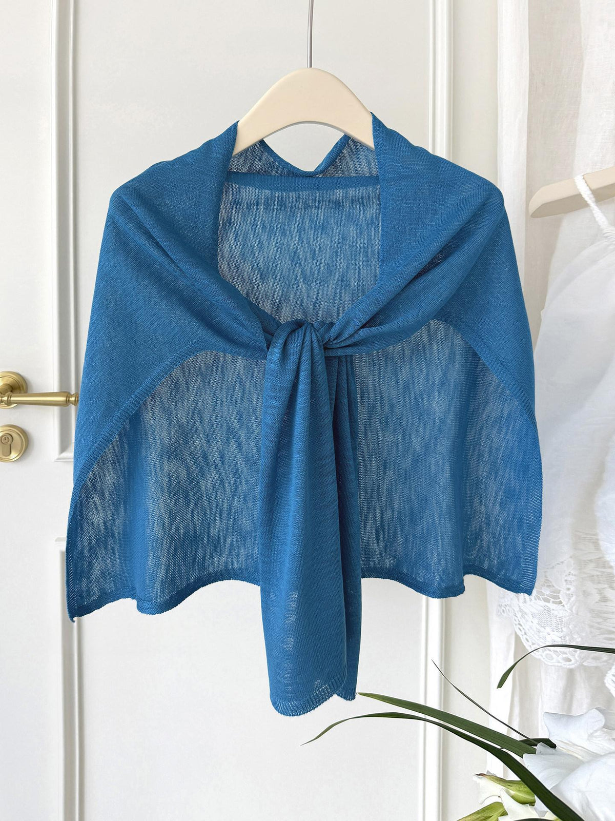 Women's Plus Size Knitted Shawl with Bamboo Pattern