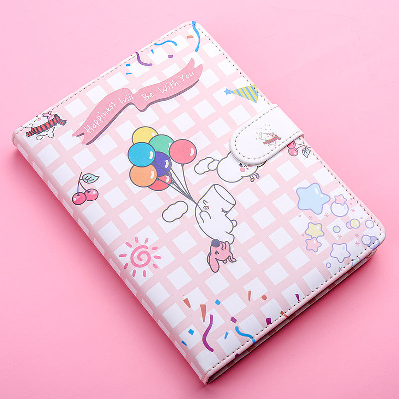 Kaba Ours Hippo petit blanc magnétique boucle carnet portable carnet fille coeur créatif