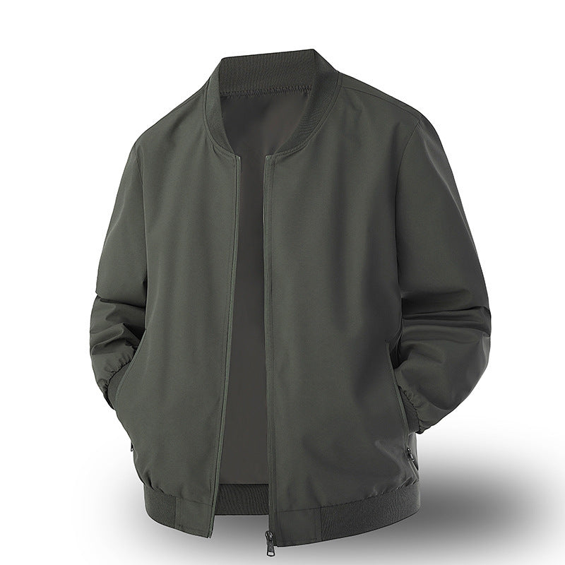 Veste de baseball pour hommes Springautumn Trendy Solid Color Relaxed Fit