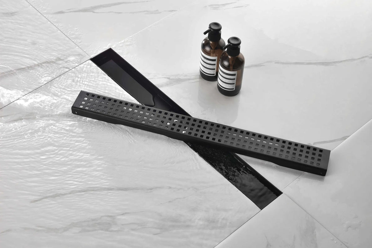 Drain de douche linéaire de 28 pouces avec grille rectangulaire amovible