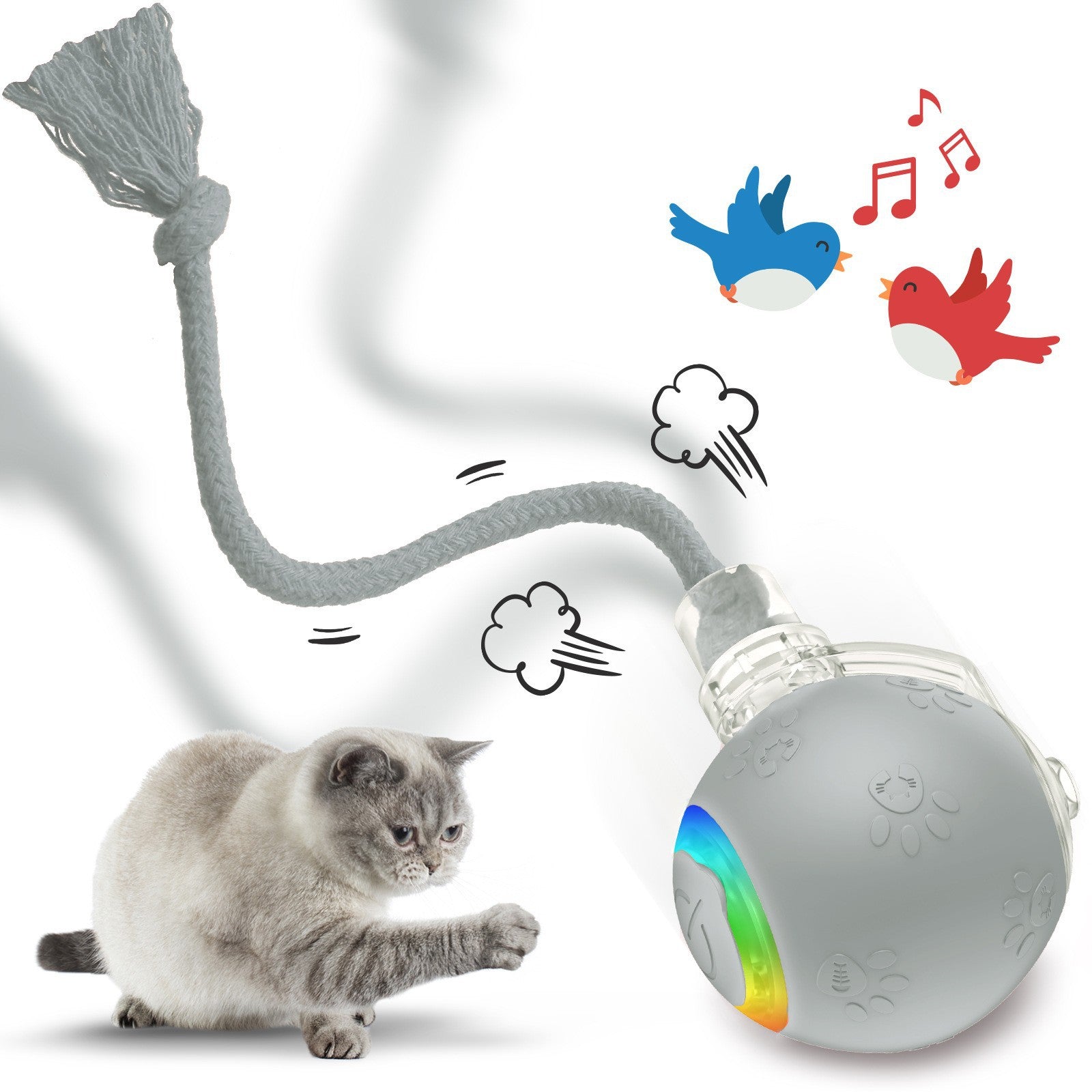 Balle de jouets pour animaux intelligents avec une corde pour chats