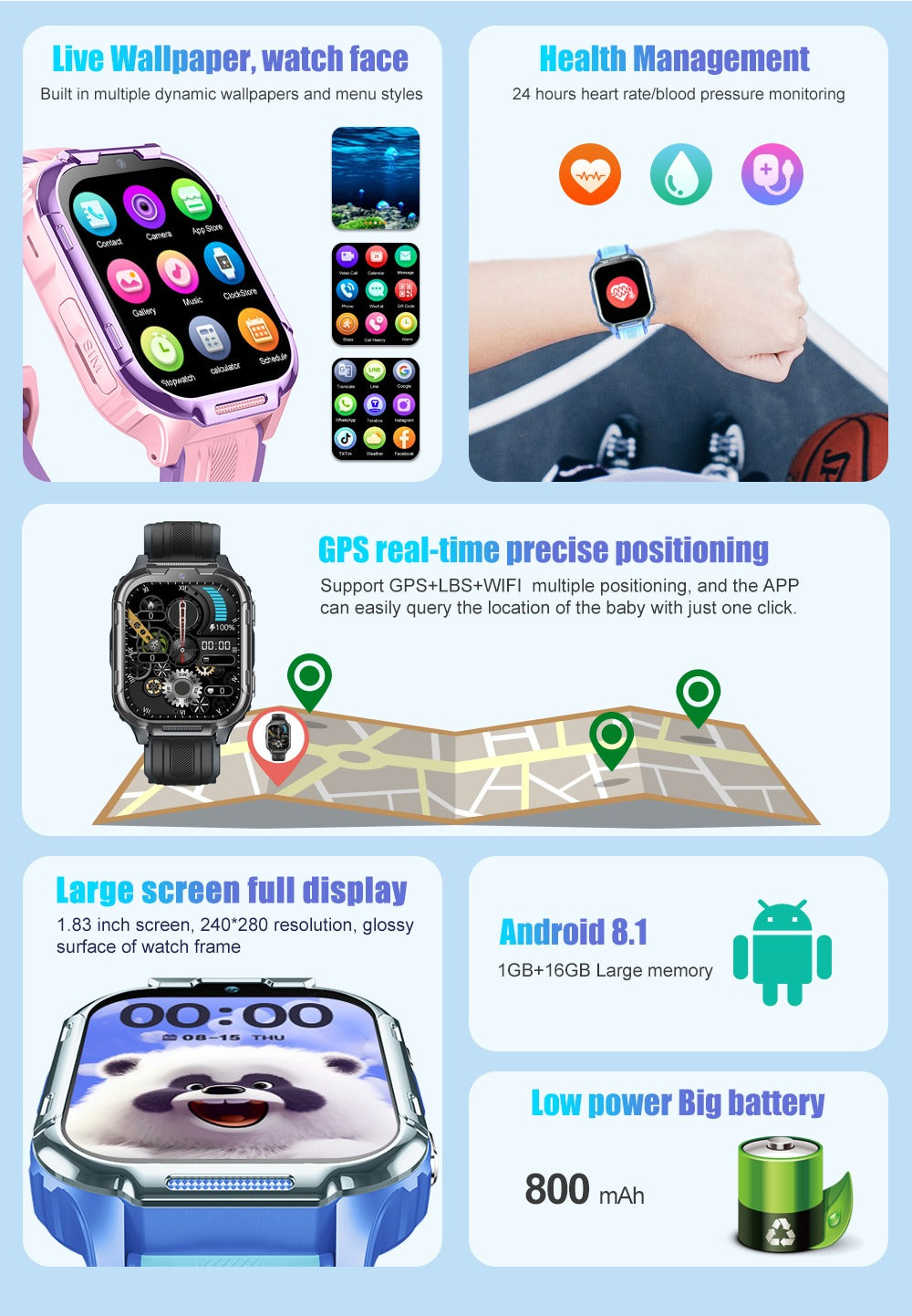 Smart Watch pour enfants 4G avec tracker GPS