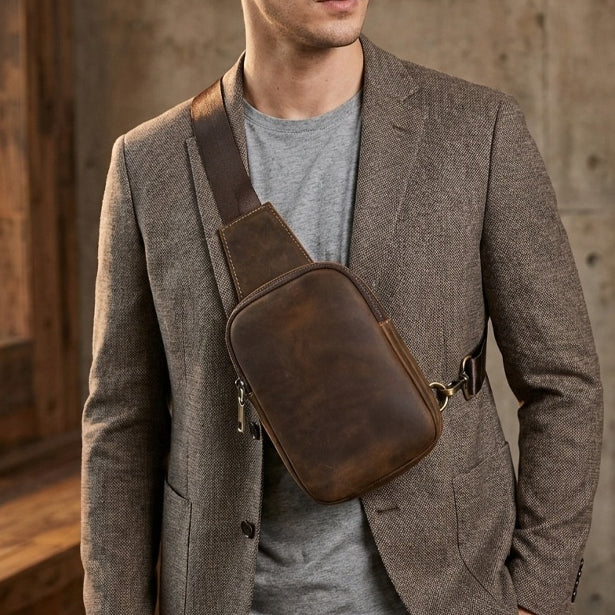 Sac de poitrine vertical pour hommes rétro occasionnel