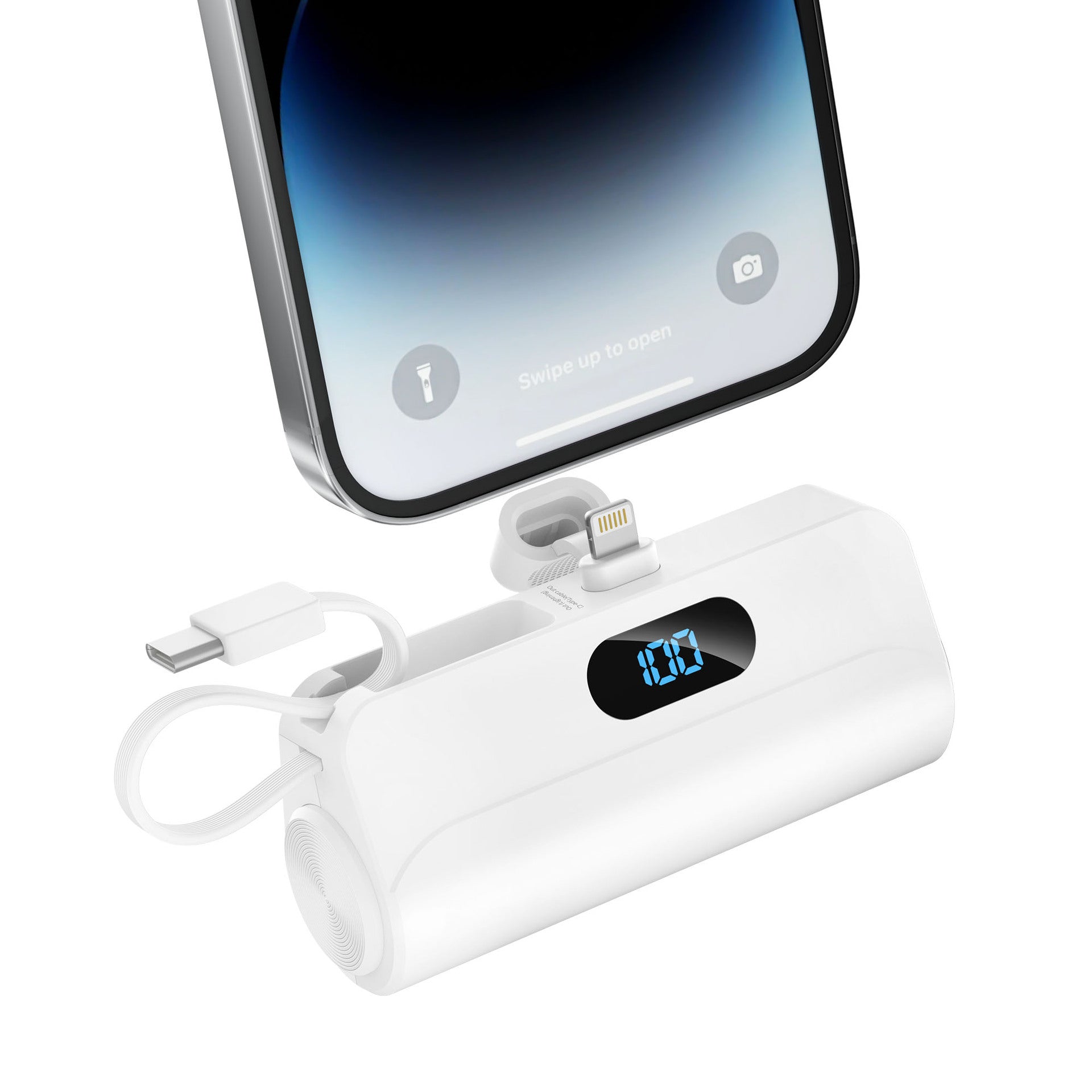 Mini banque d'alimentation portable avec câble intégré