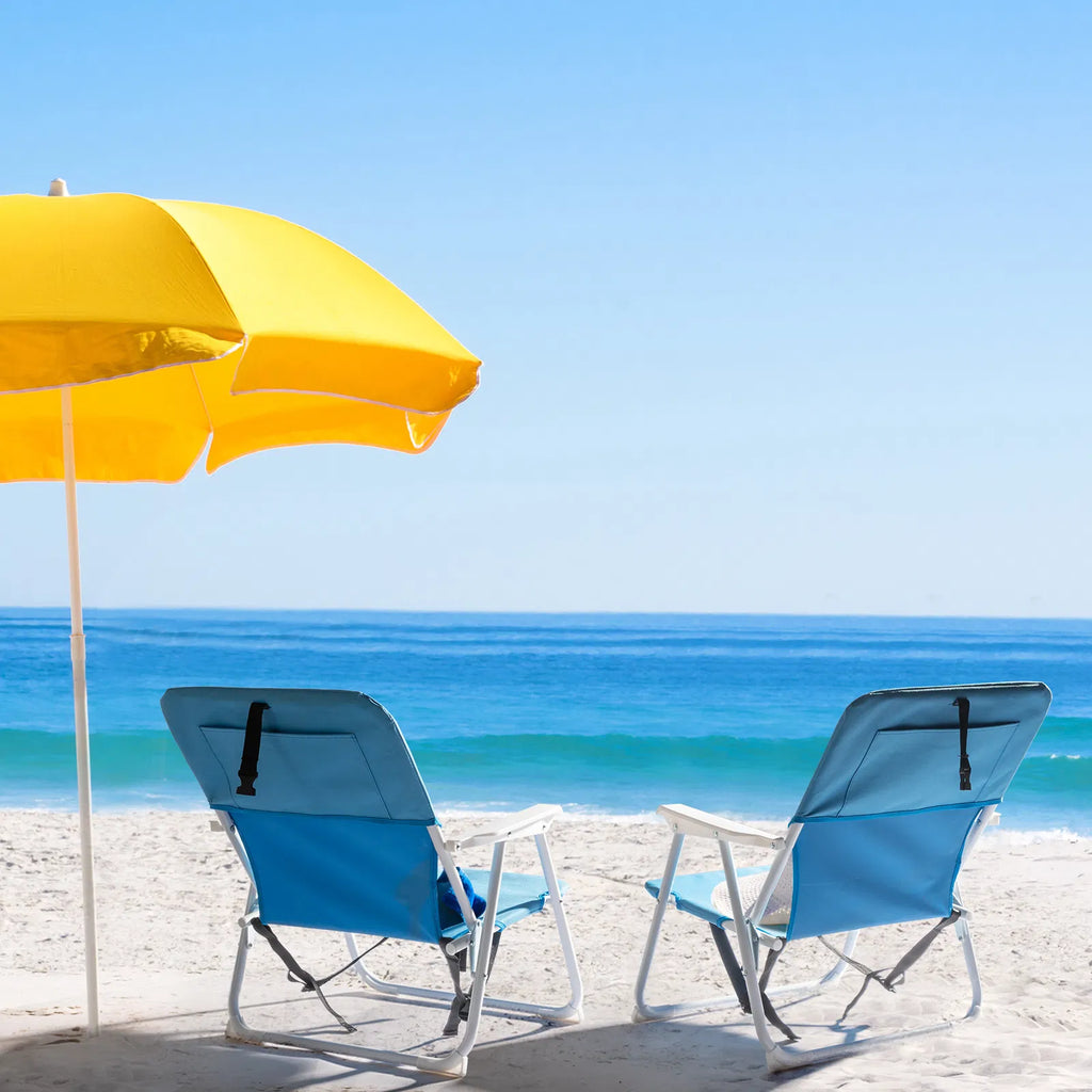 Chaise Oxford Cloth Iron Outdoor Beach Bleu