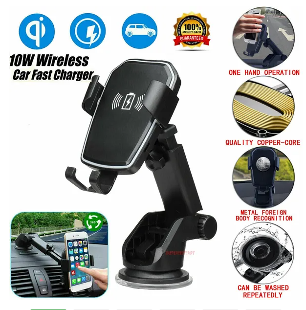Support de chargeur de voiture sans fil sans fil Qi Support 2 en 1 pour téléphone cellulaire